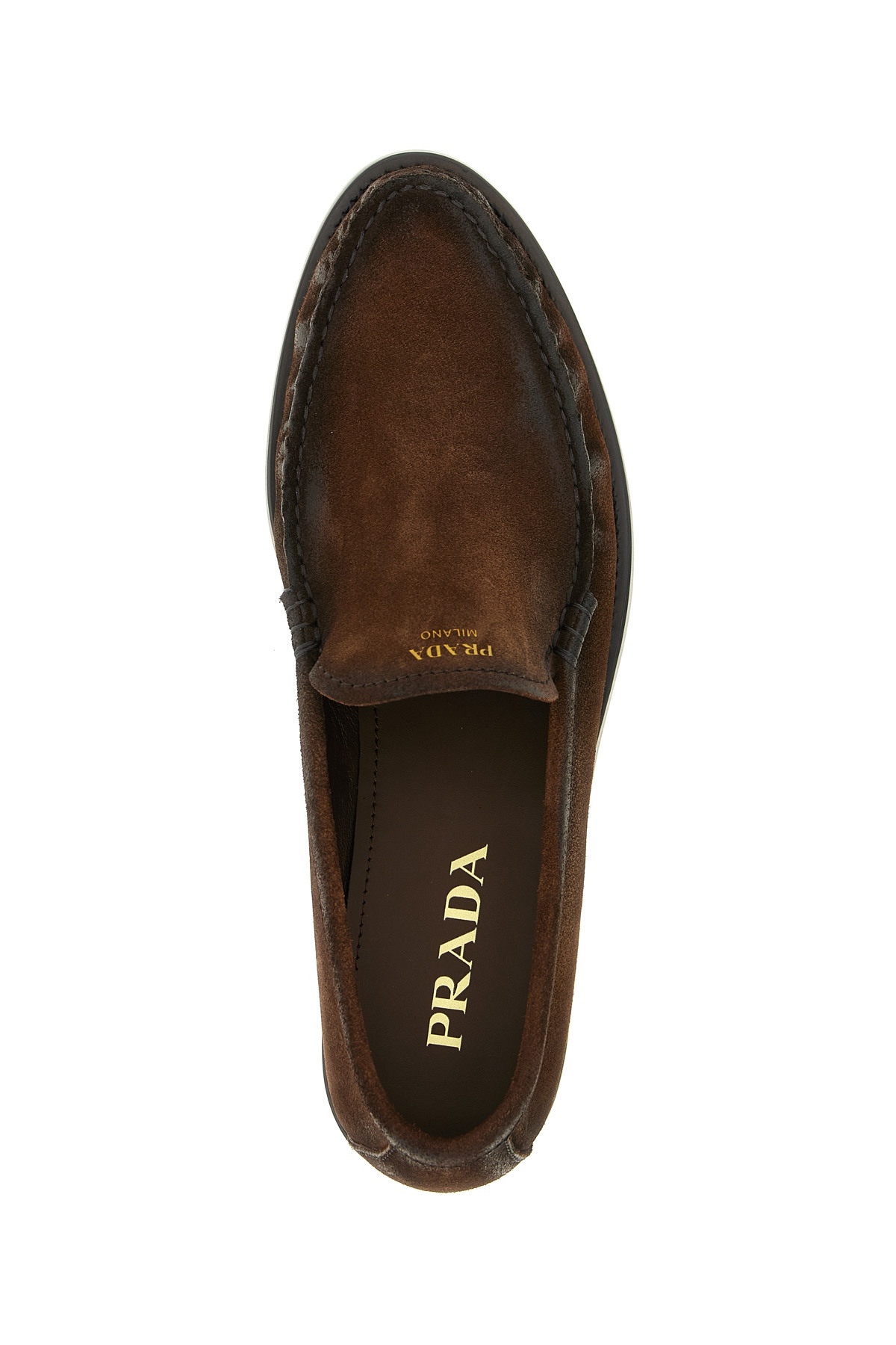 Prada Round-toe Loafers In Brown
