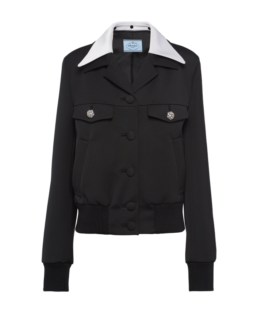 Prada Single-breasted Fleece Casual Jacket In Black