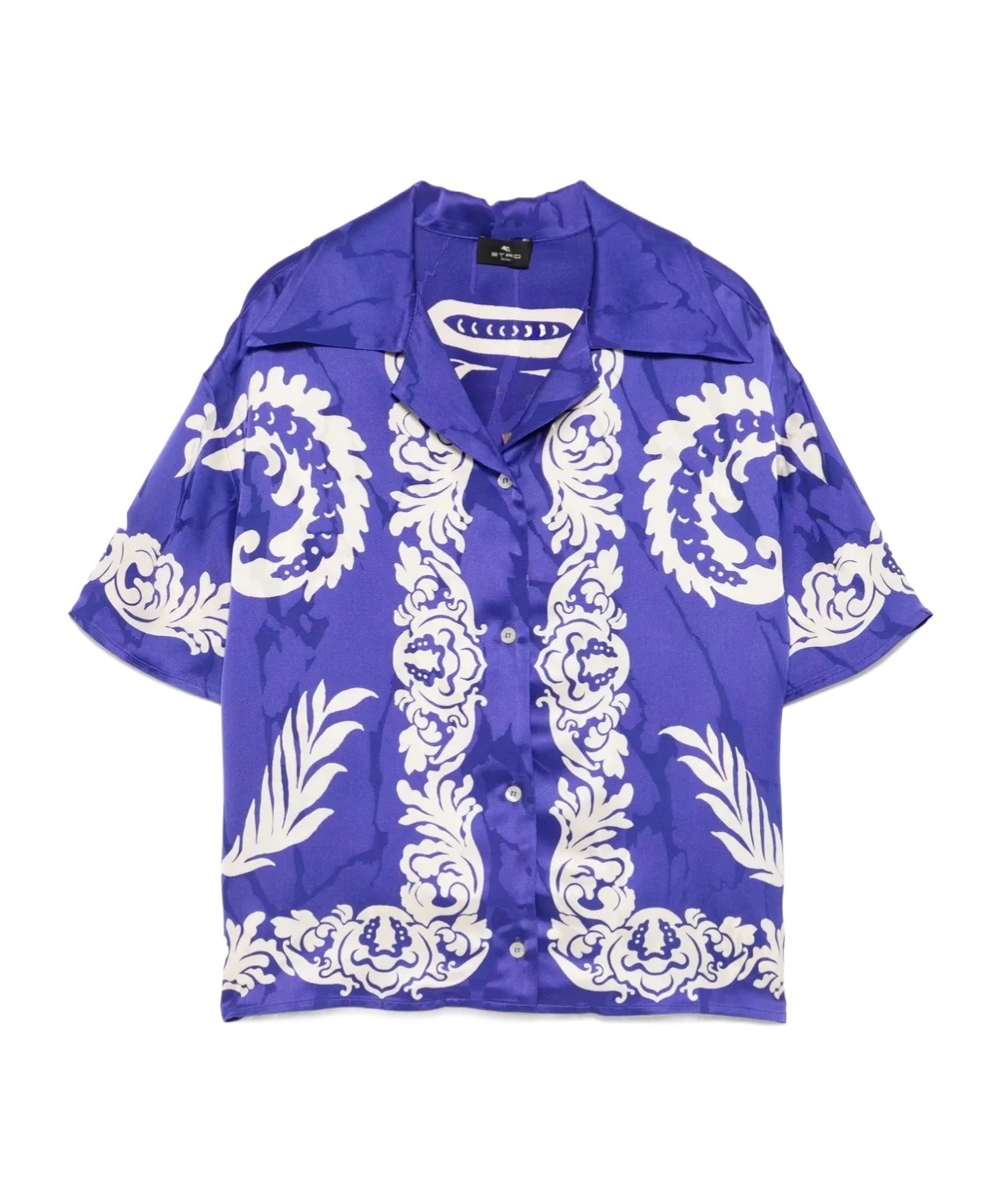 Etro Blue Floral-print Viscose Shirt In Blue