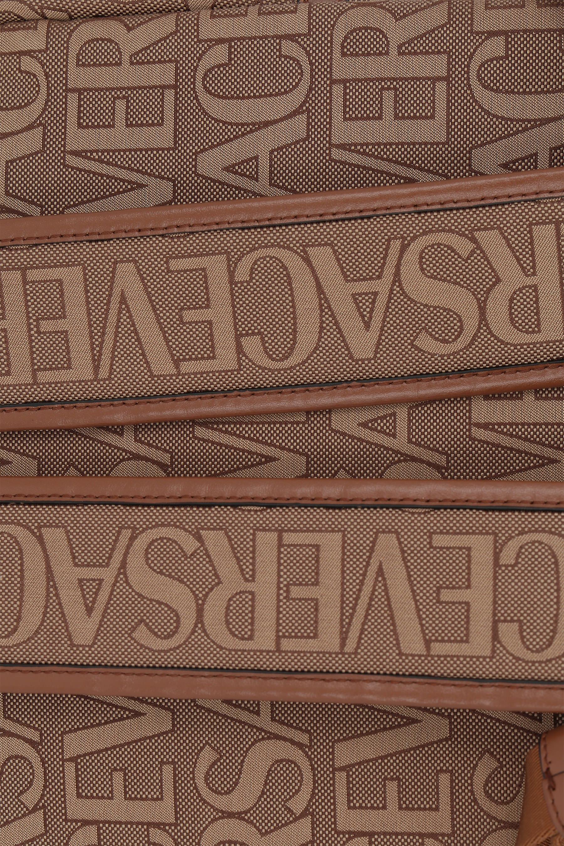 Versace All-over Logo Backpack In Beige