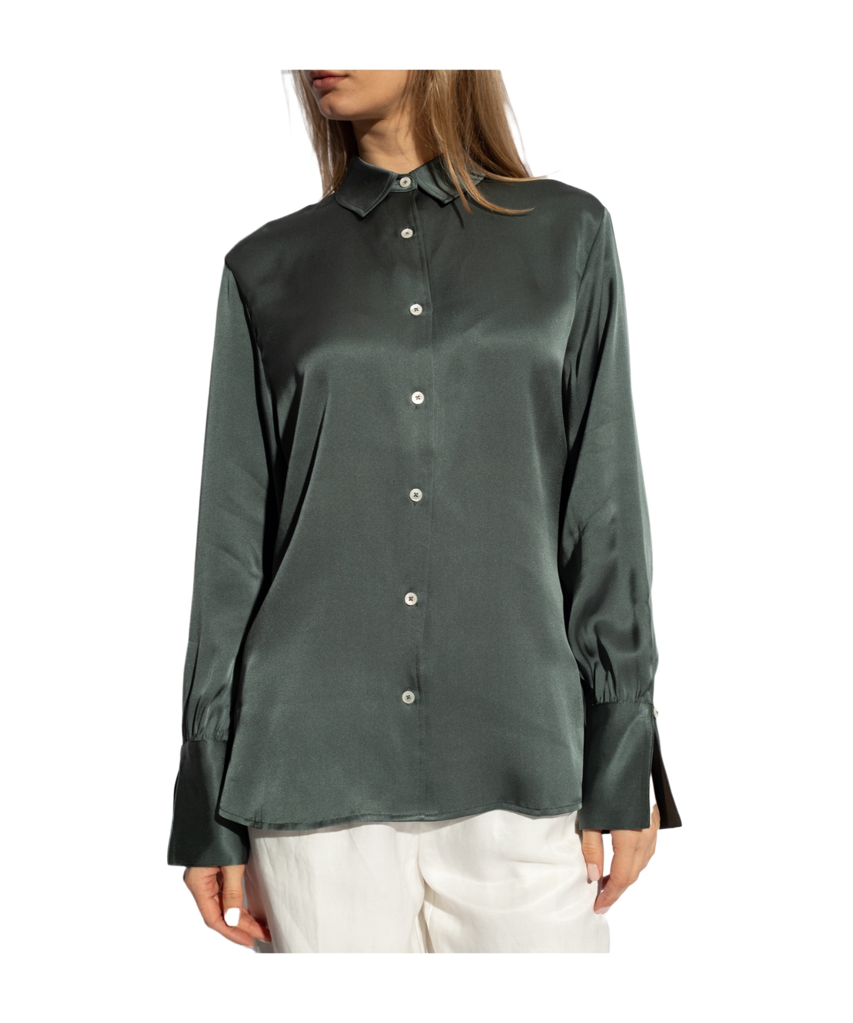 Shop Anine Bing Monica Silk Shirt In Black