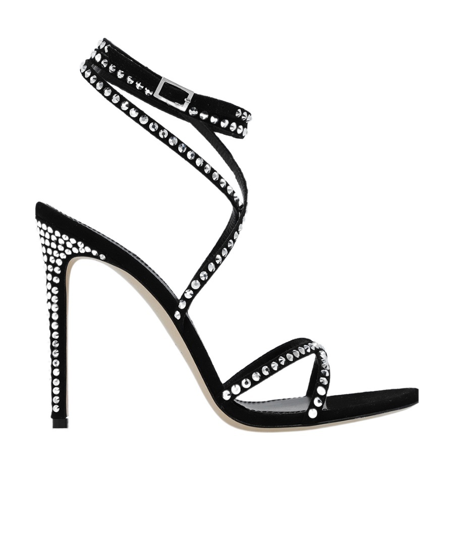 Shop Paris Texas Holly Zoe Embellished Ankle Strapped Sandals In Black