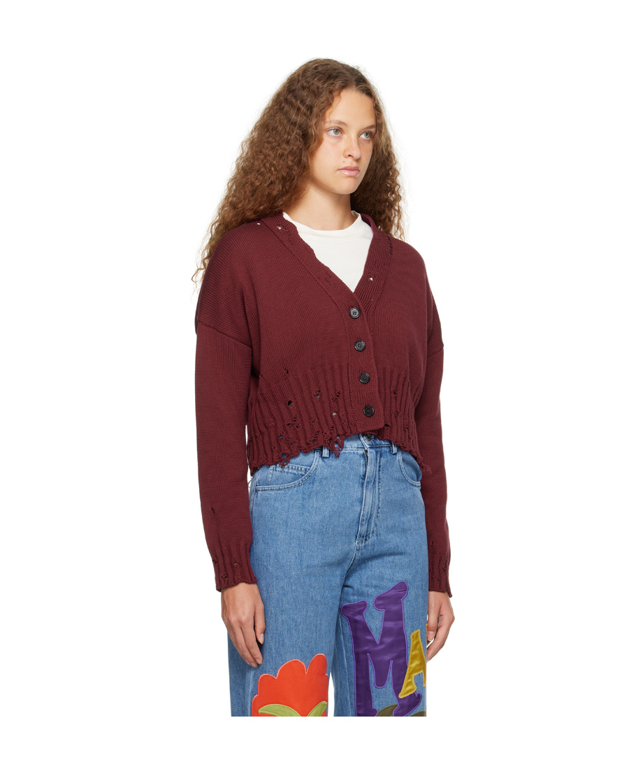Marni Make Old Knitted Cardigan In Red