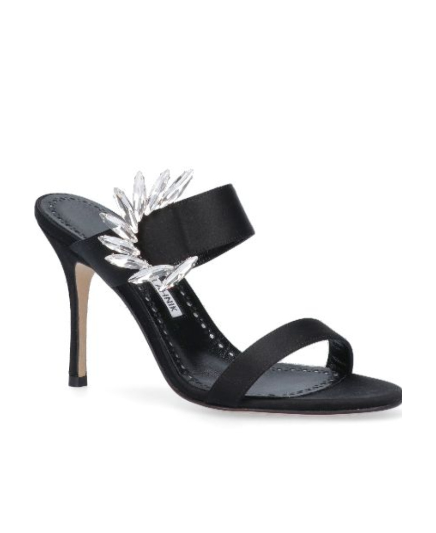 Manolo Blahnik Logo High-heeled Sandals In Black