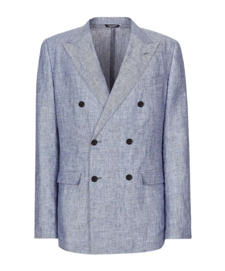 Dolce & Gabbana Taormina Double-breasted Unlined Pure Linen Blazer In Gray