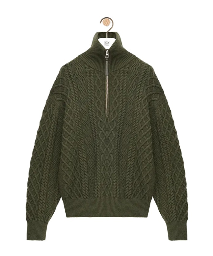 Loewe Zip-up Sweater In Green