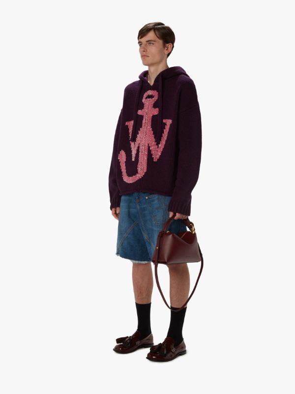 Shop Jw Anderson Anchor-logo Zip Hoodie In Black