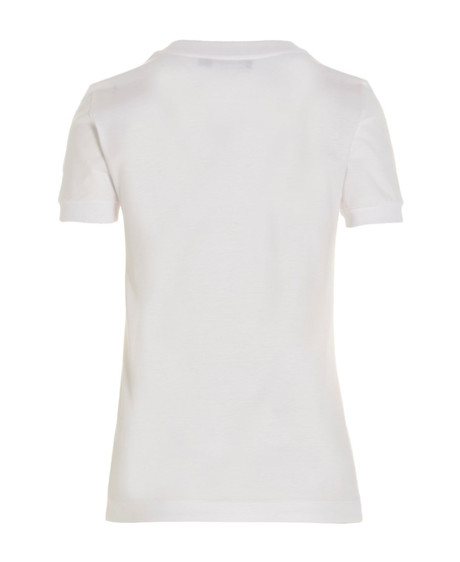 Dolce & Gabbana White T-shirt With Dg Logo On The Front Finished With Rhinestones In Cotton Woman In White