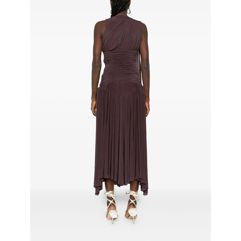 Magda Butrym Drop-waist Sheer Midi Dress In Brown