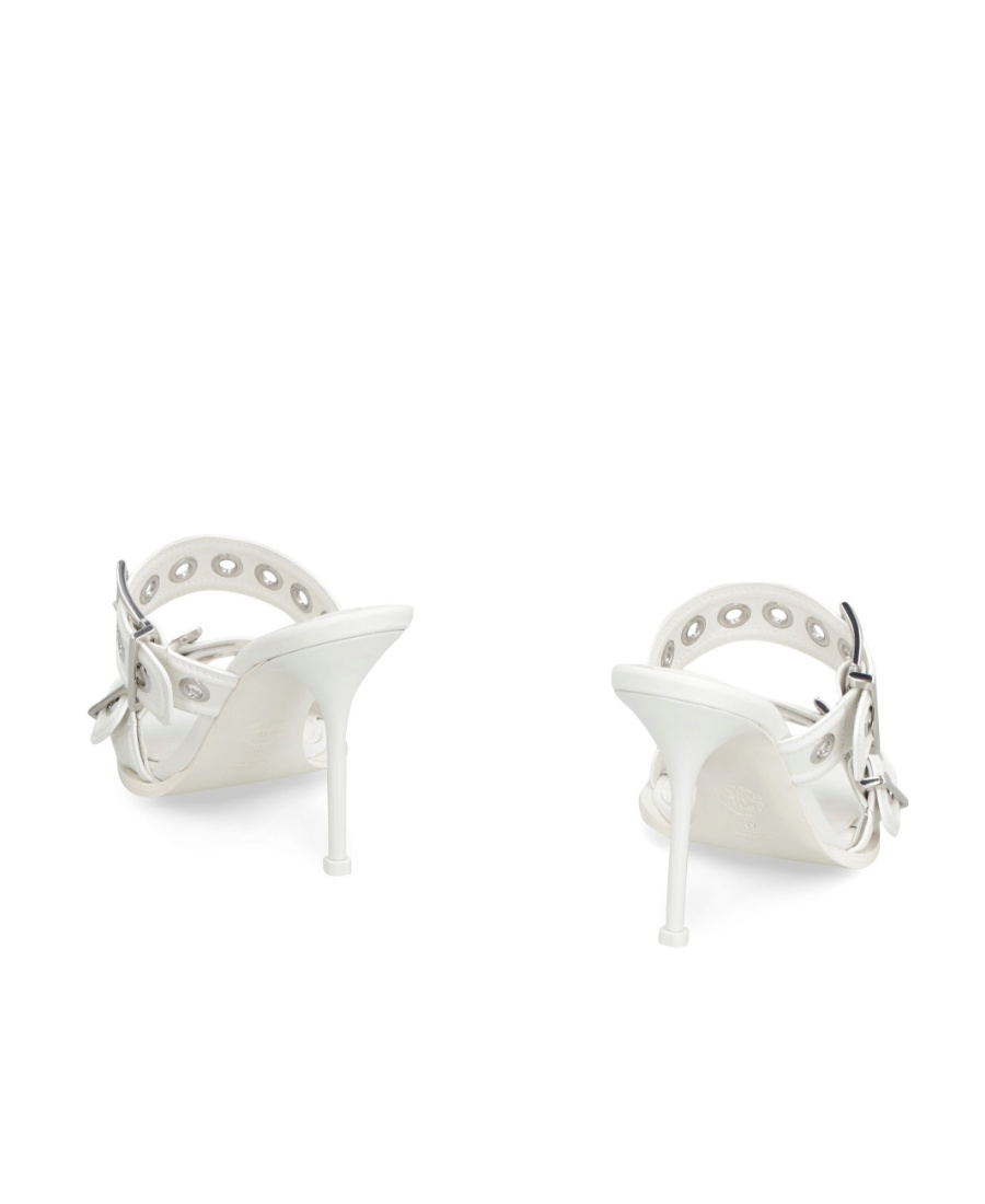 Alexander Mcqueen Square Toe Buckled Sandals In White