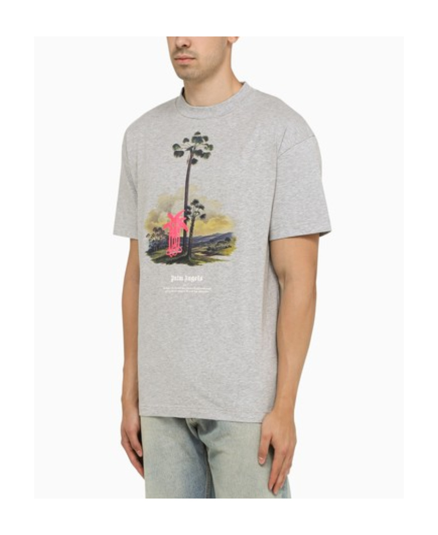 Palm Angels Douby Lost In Amazonia T-shirt With Embossed Print In White