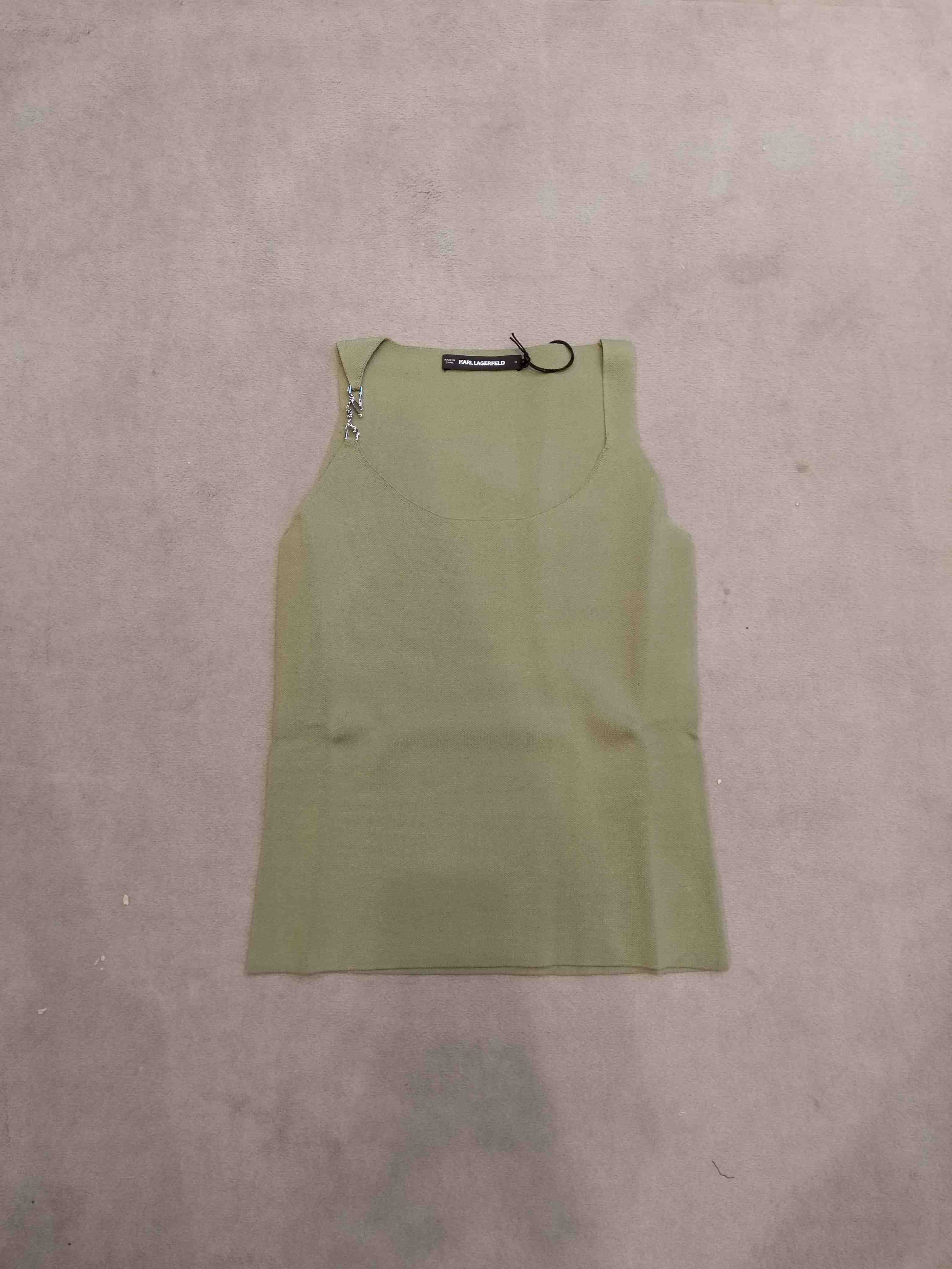 Shop Karl Lagerfeld Knitted Tank Top In Green