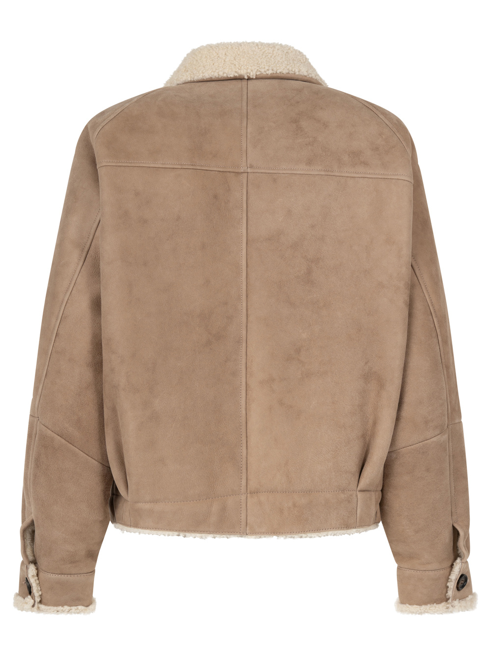 Brunello Cucinelli Luxurious Shearling Panelled Jacket In Brown