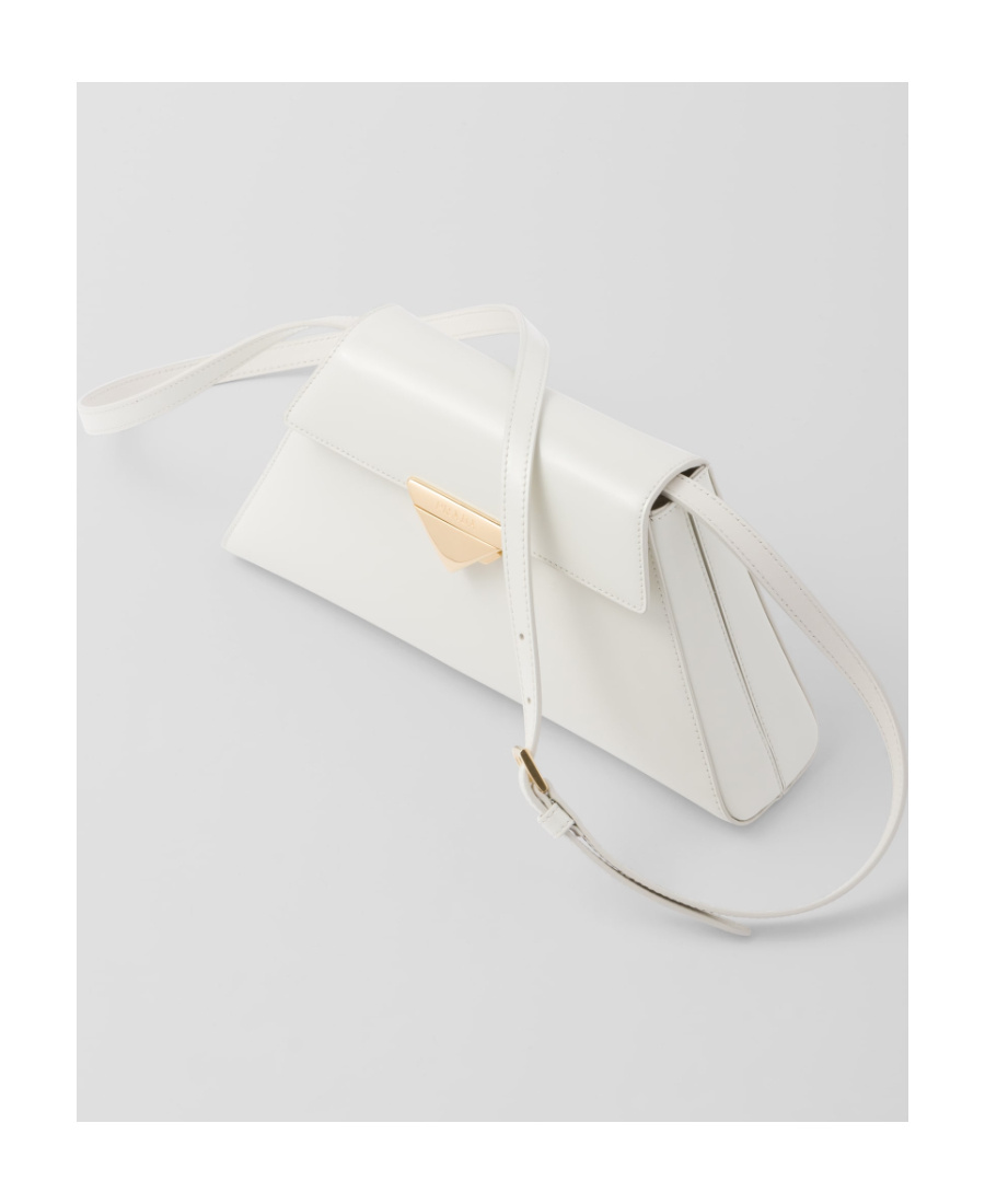 Prada Triangle-logo Leather Shoulder Bag In White
