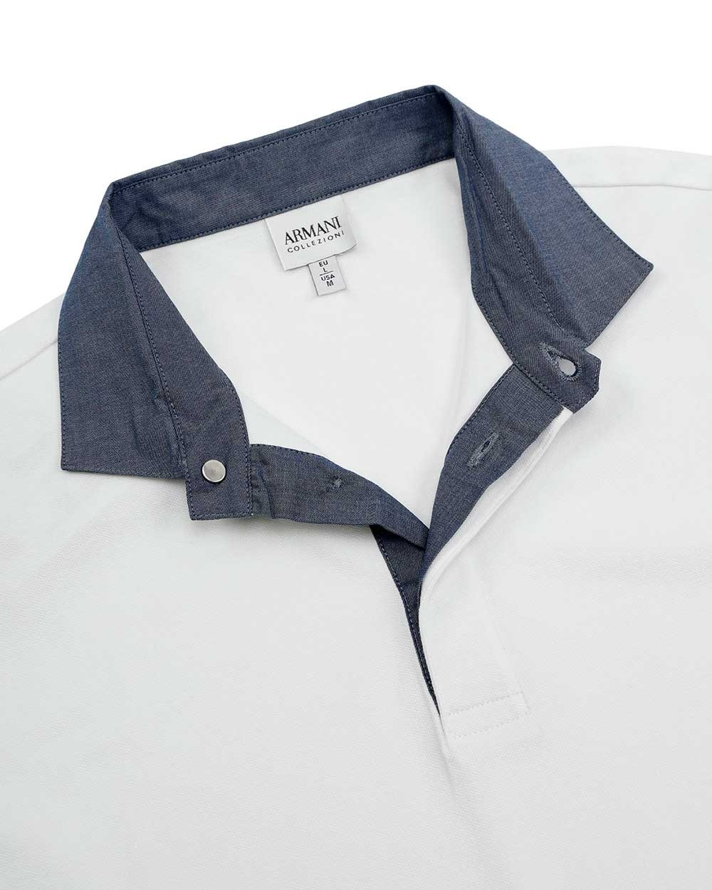 Armani Collezioni Logo Polo Shirt In White