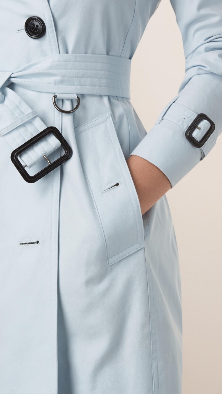 Burberry Double-breasted Open And Close Lapel Trench Coat In Blue