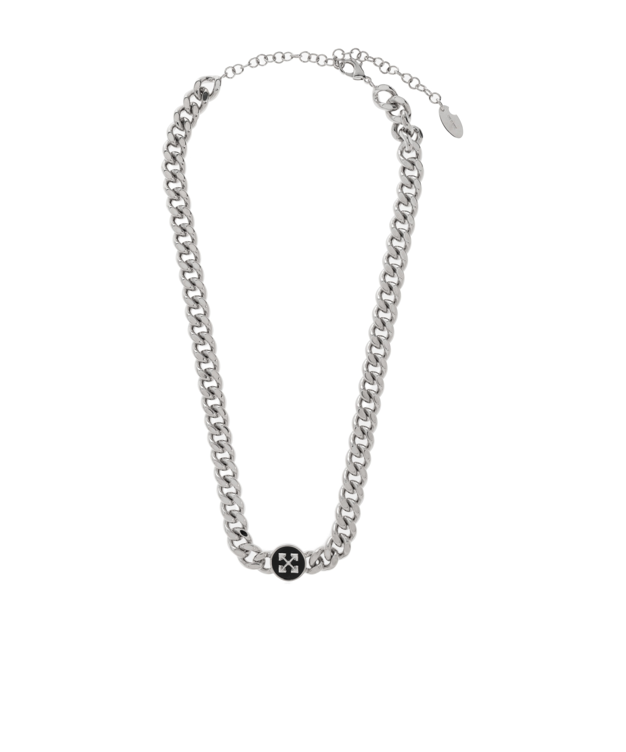 Off-white Arrows-charm Curb-chain Necklace In Silver
