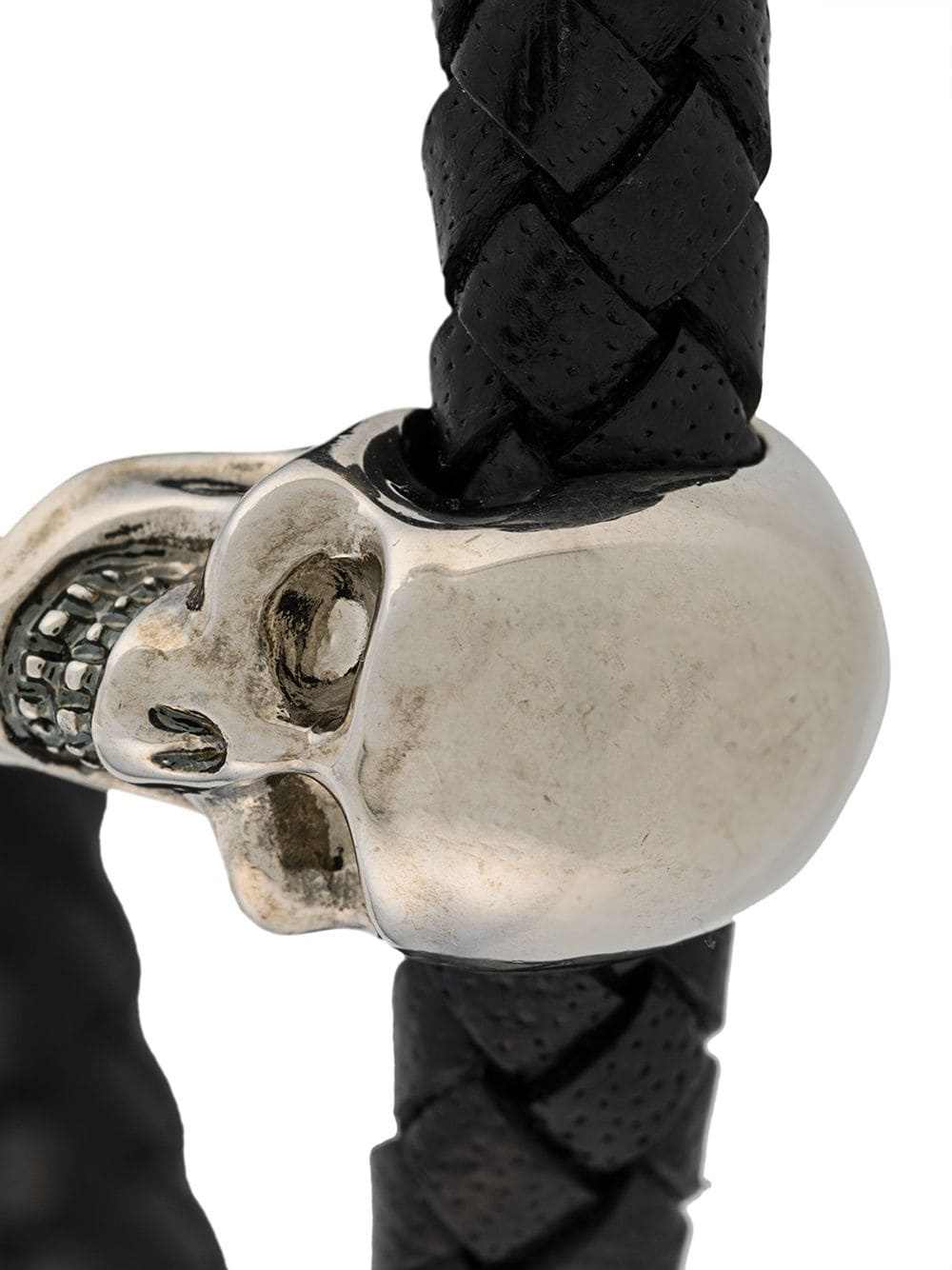 Alexander Mcqueen Skull Charm Braided Bracelet In Black