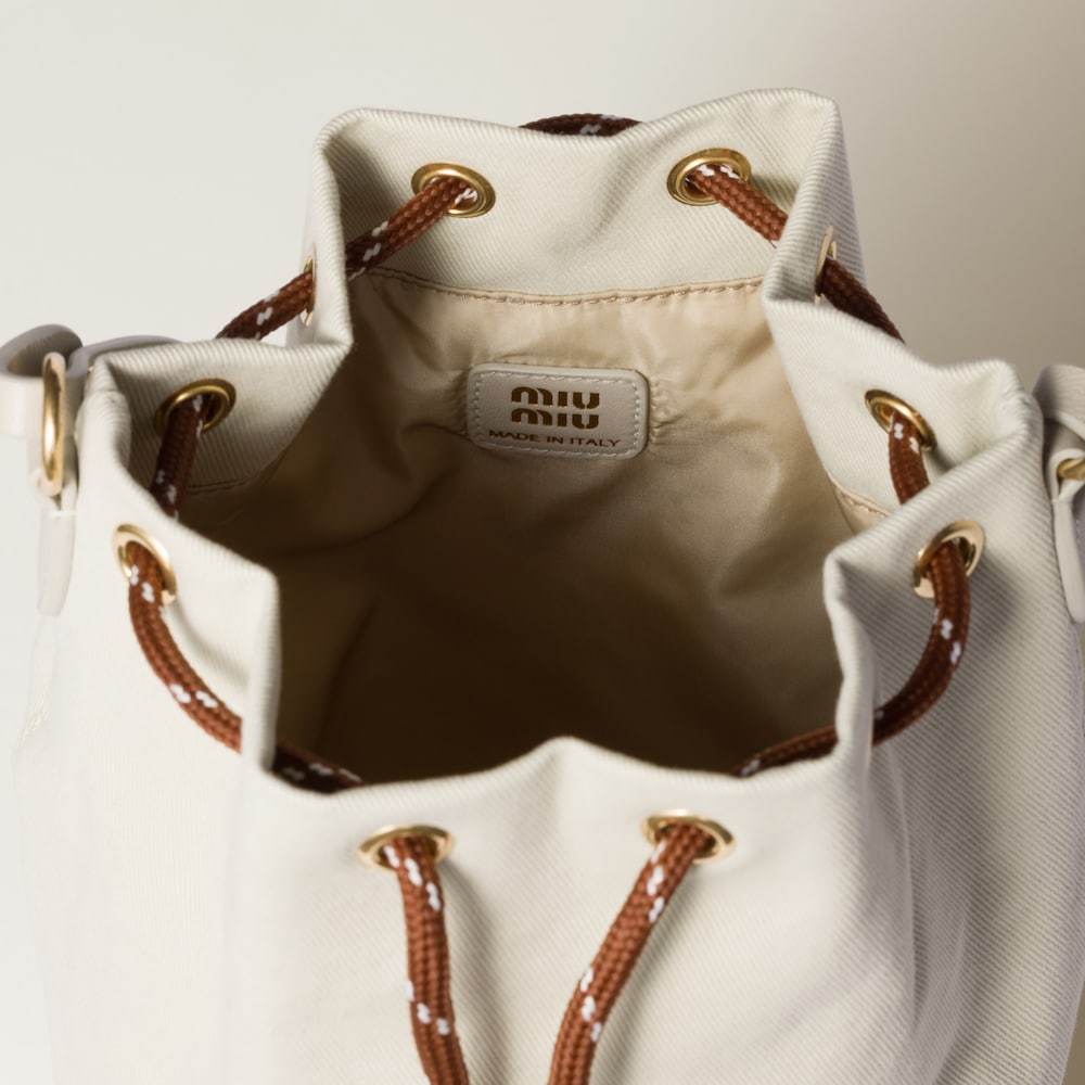 Miu Miu Gabardine Sachet In Plaster White/chalk White