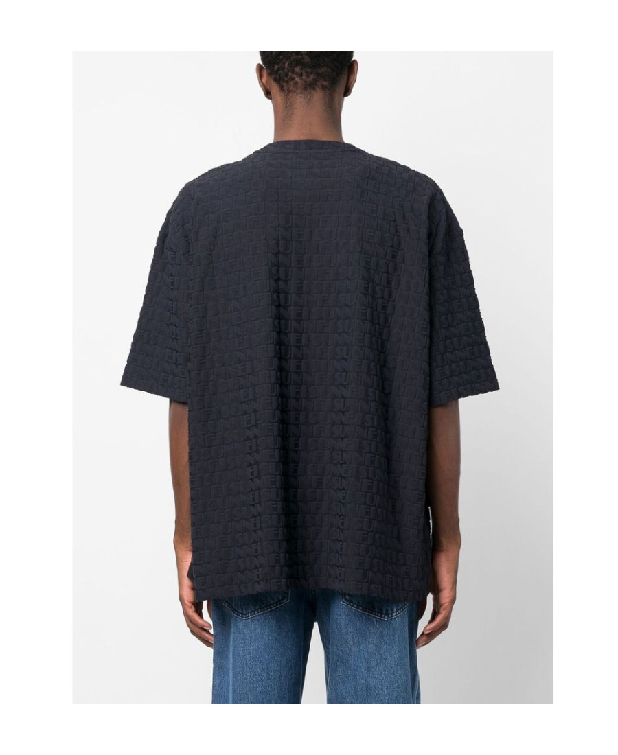 Sunnei Crewneck T-shirt With All Over Logo For Men In Black