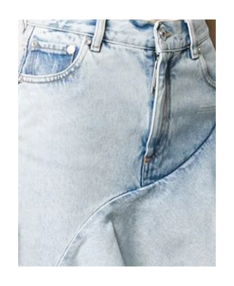 Off-white Ruffled Asymmetrical Denim Skirt In Gray