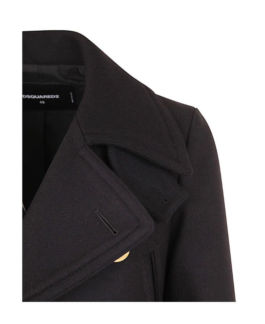 Dsquared2 Double-breasted Wool Coat In Black