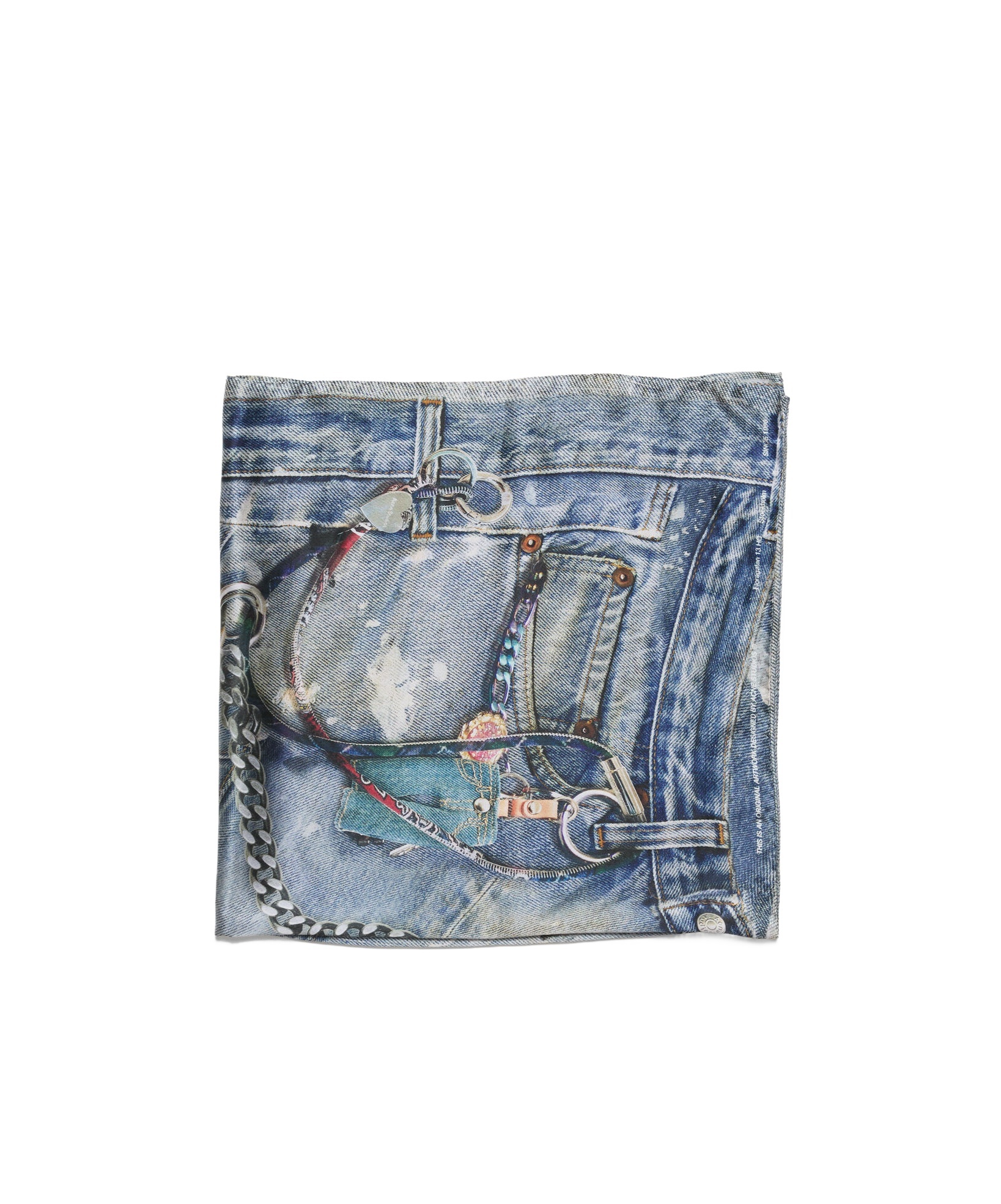Acne Studios Denim-print Scarf In Blue