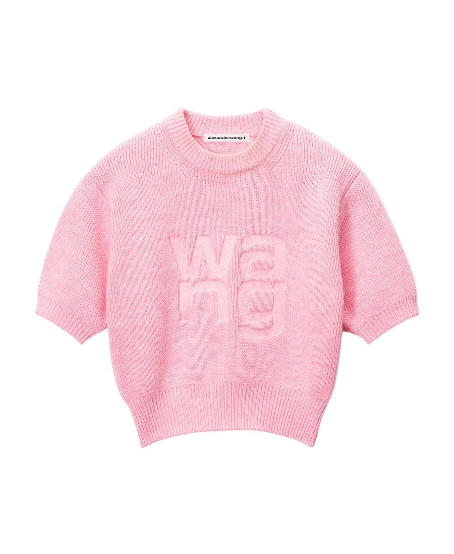 ALEXANDER WANG T DENSELY WOVEN ENGRAVED SHORT-SLEEVED PULLOVER