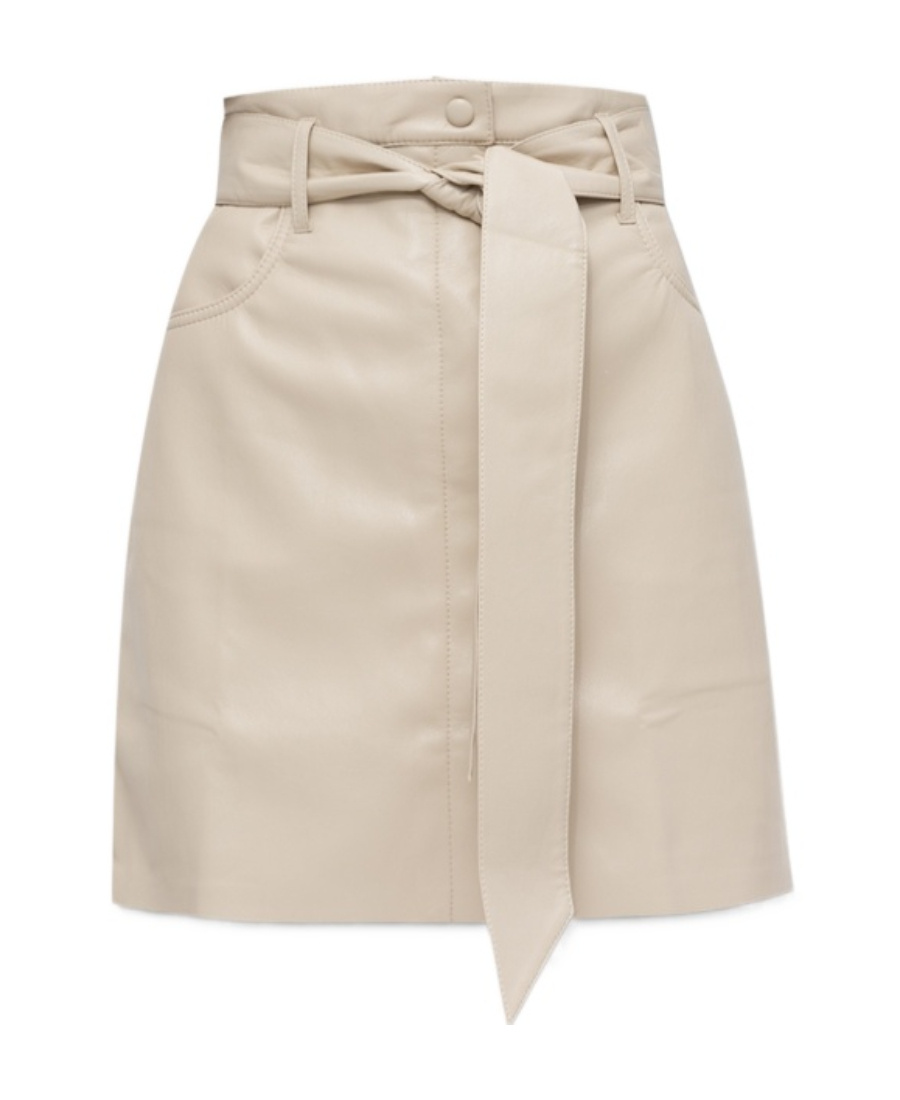 Nanushka A-line Belted Mini Skirt In Nude