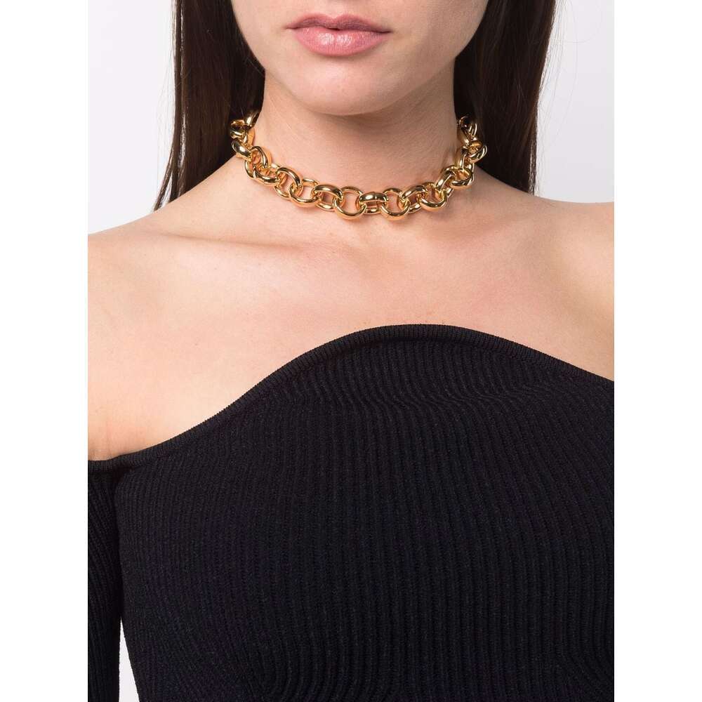 Saint Laurent Rolo-chain Choker Necklace In Yellow