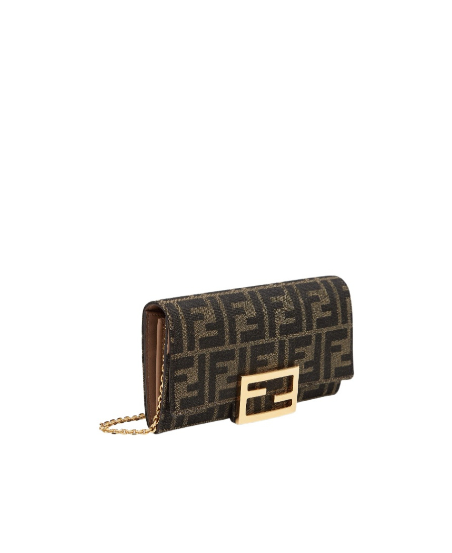 Fendi Ff-print Wallet In Brown