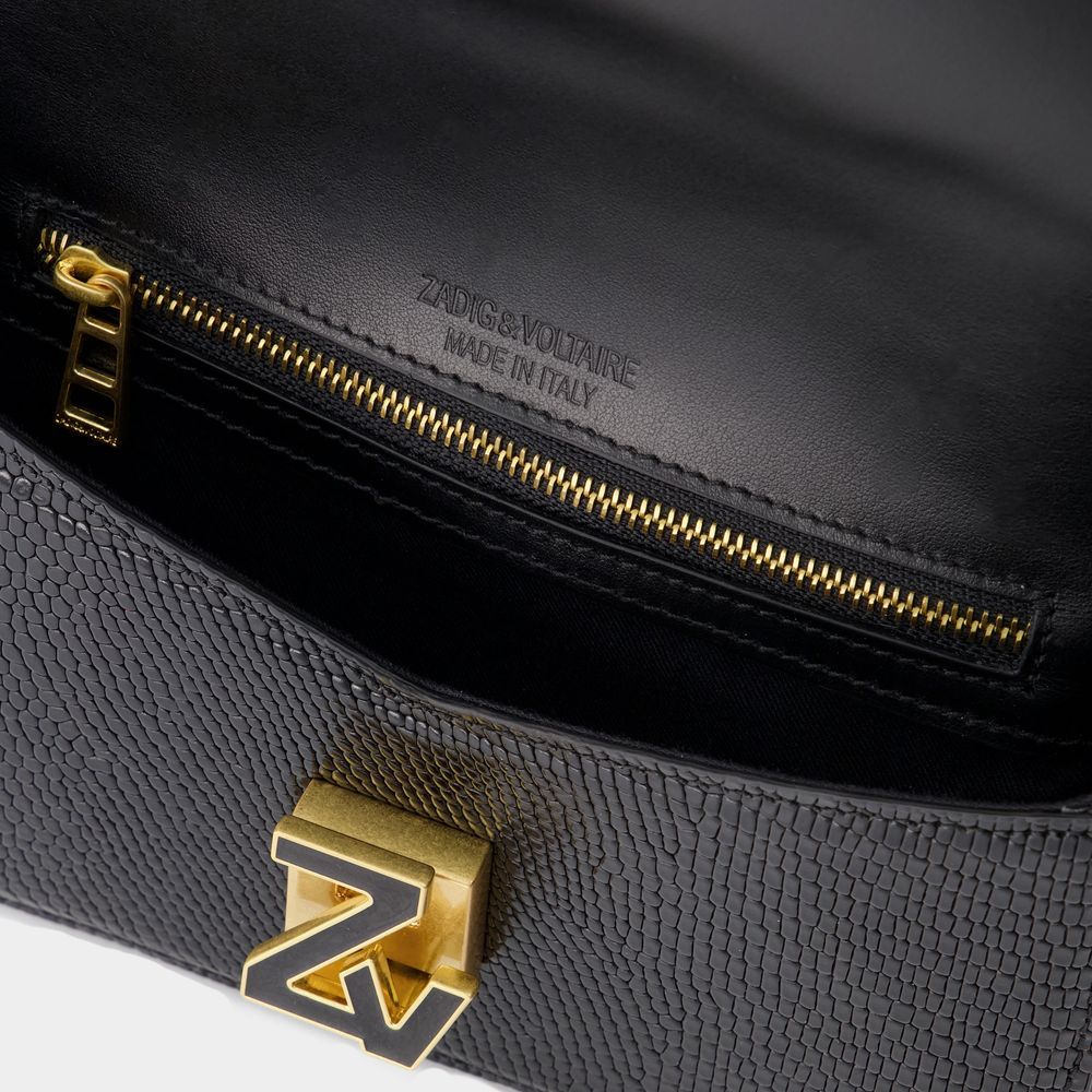 Shop Zadig & Voltaire Logo-plaque Leather Shoulder Bag In Black