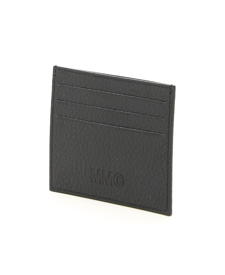Mm6 Maison Margiela Contrast-stitch Leather Cardholder In Black