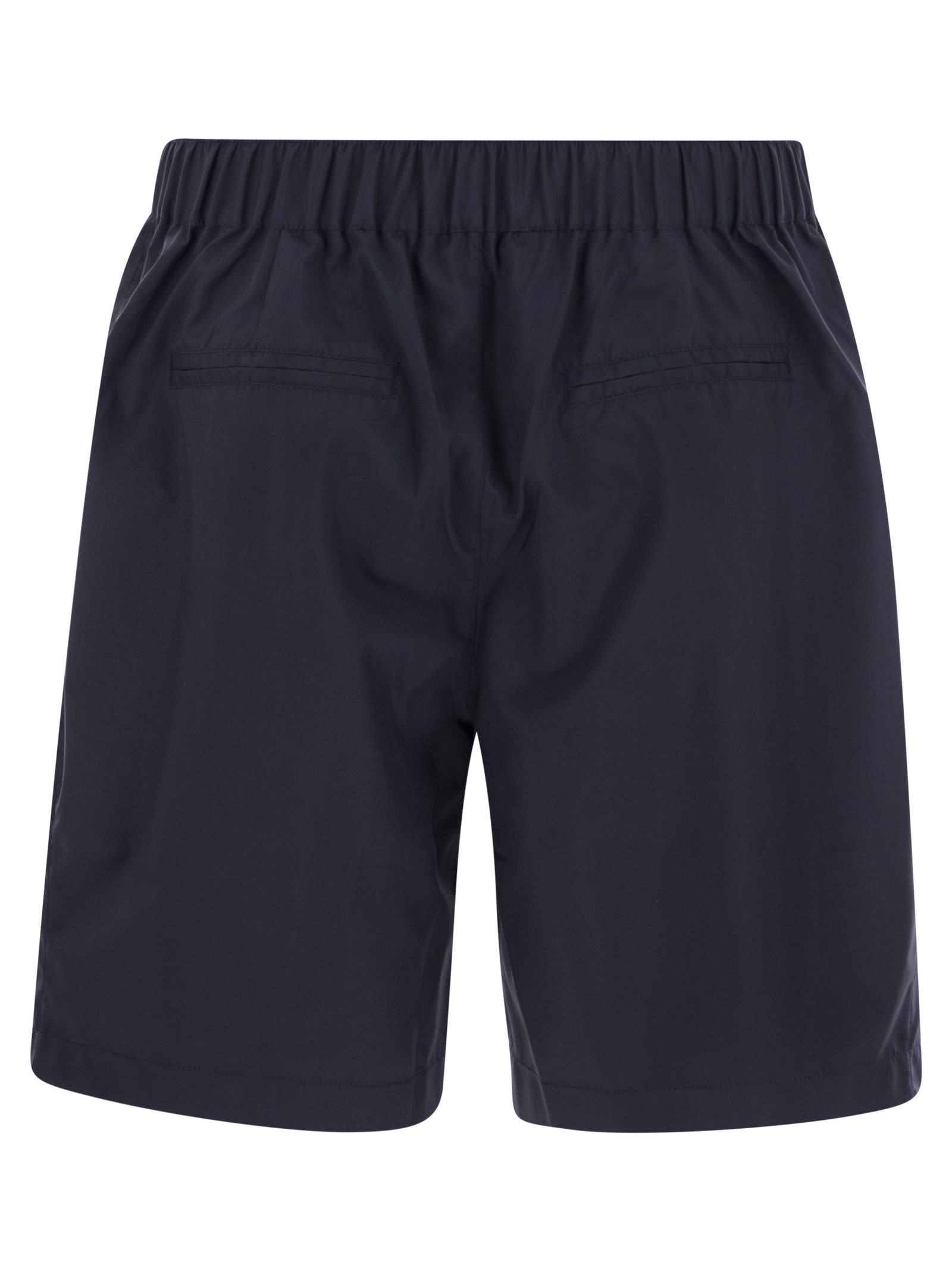 Brunello Cucinelli Bermuda Shorts With Elastic Waistband And Pockets In Blue