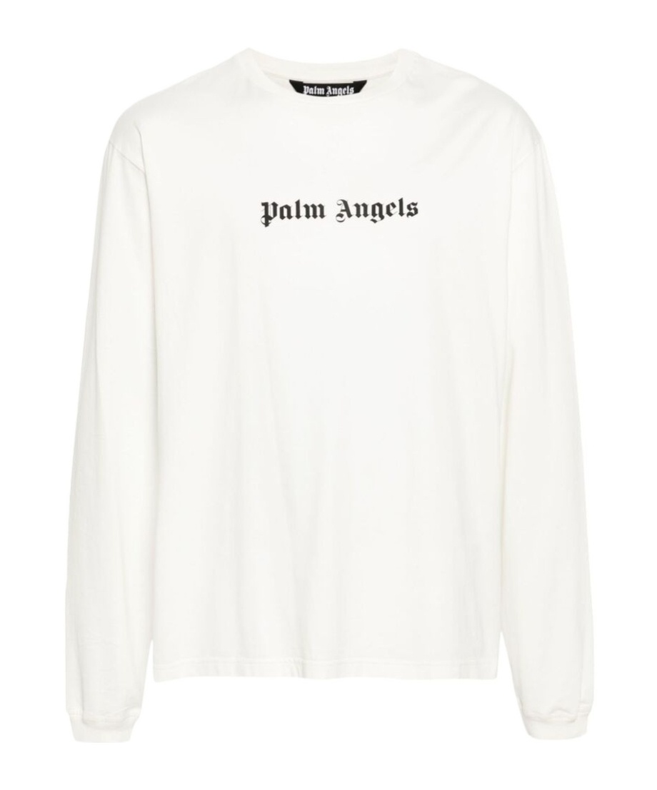 Palm Angels "classic Logo" Merino Wool And Cashmere Sweater In White