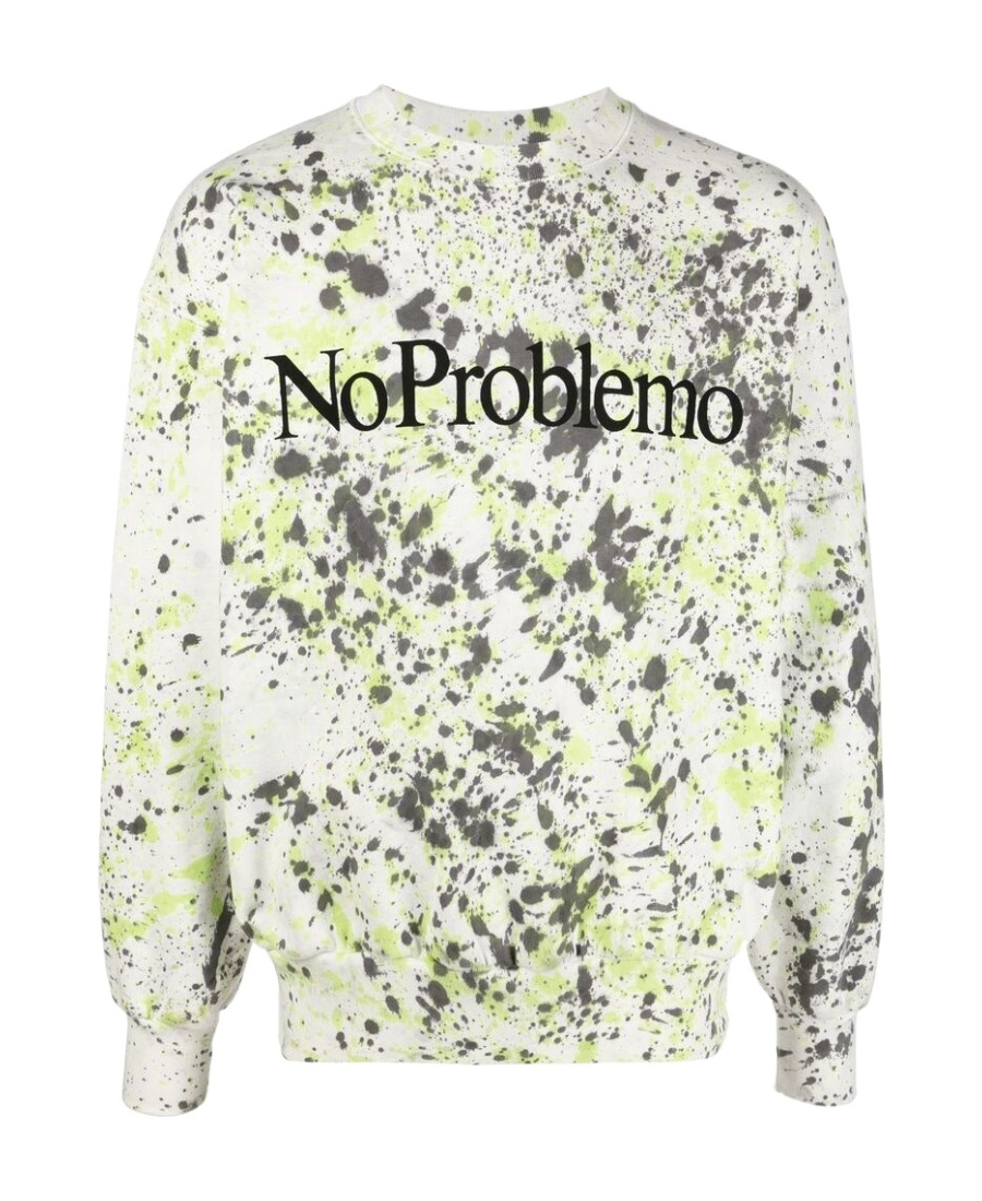 Aries No Problemo Spray-dye Sweatshirt In White