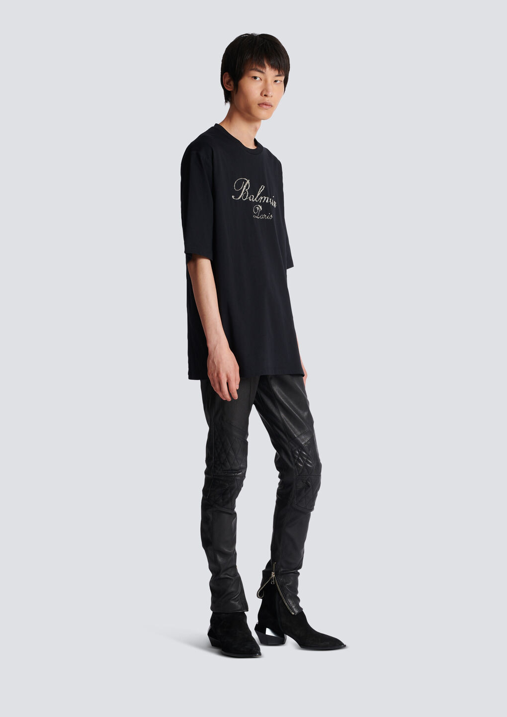 Balmain Signature Embroidered T-shirt In Black