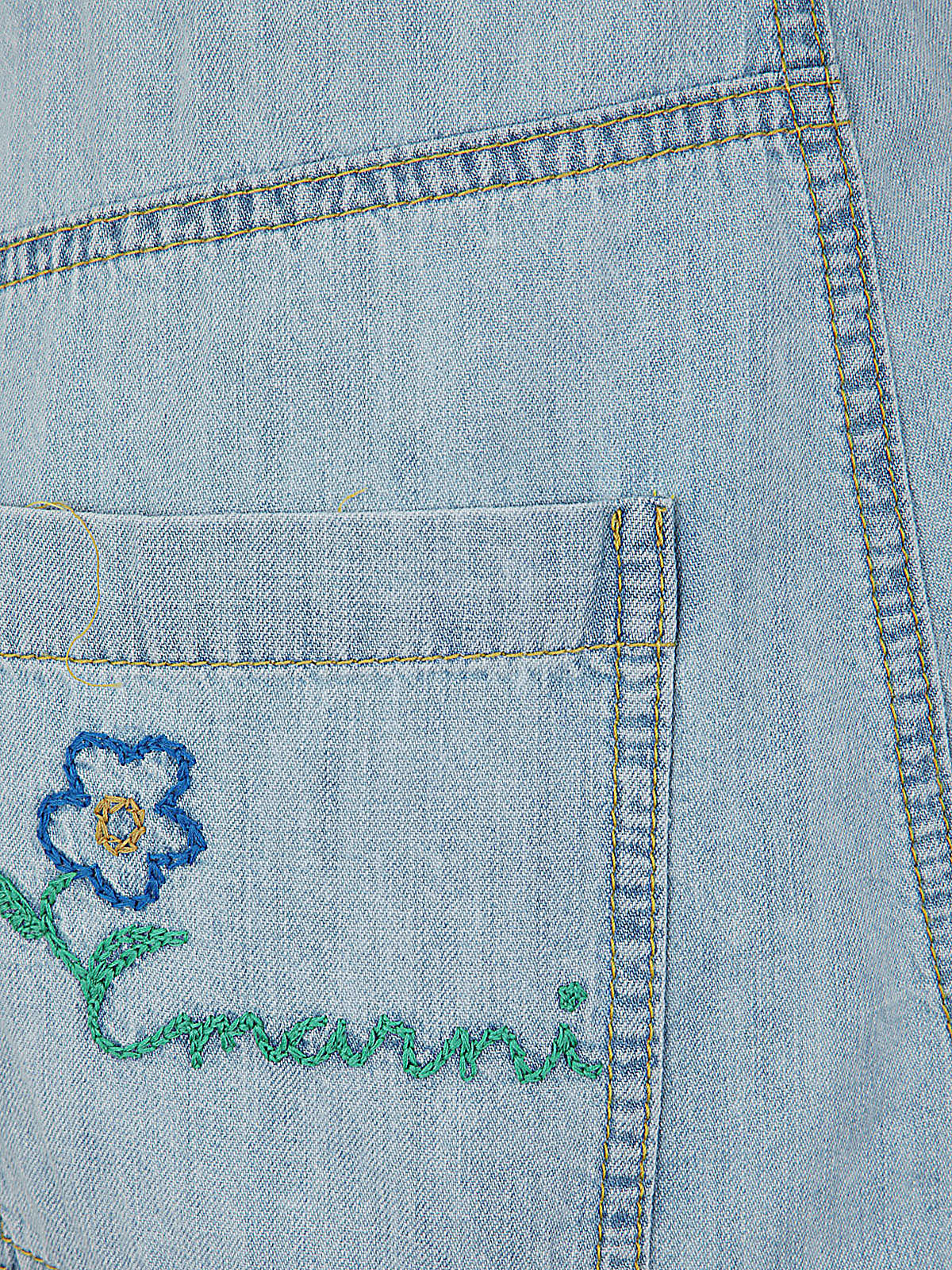 Marni Embroidered-logo Denim Shorts In Blue
