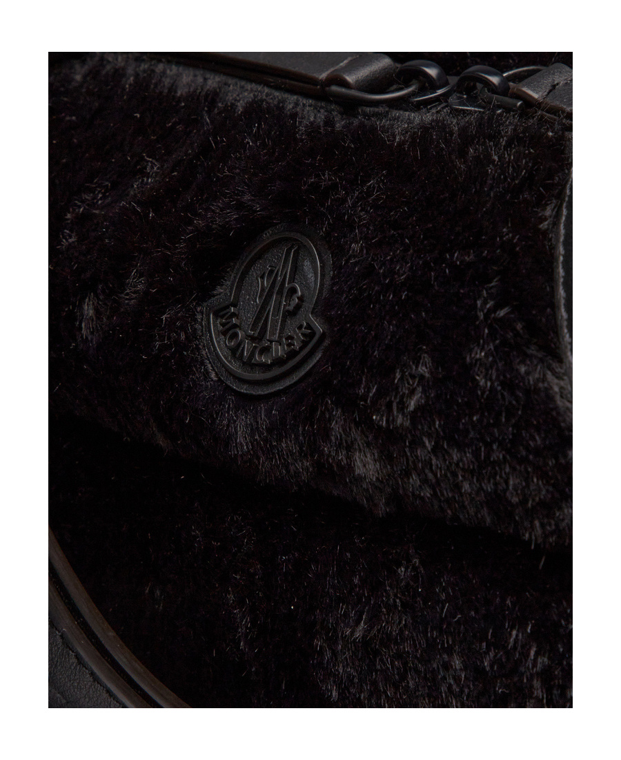 Moncler Logo-plaque Faux-fur Bag In Black