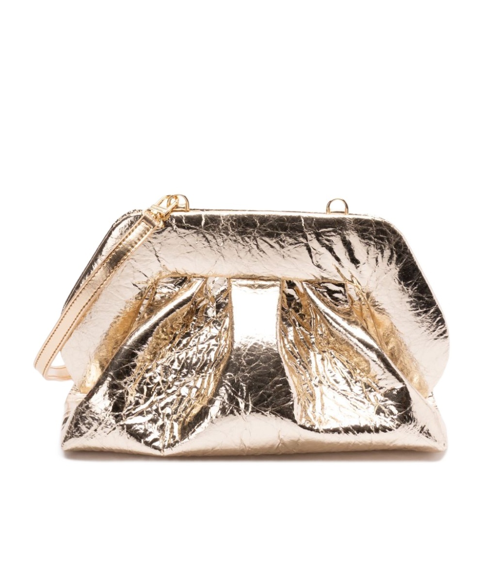 Themoirè Pineapple Cross Body Bag With Pleat Detailing In Nude