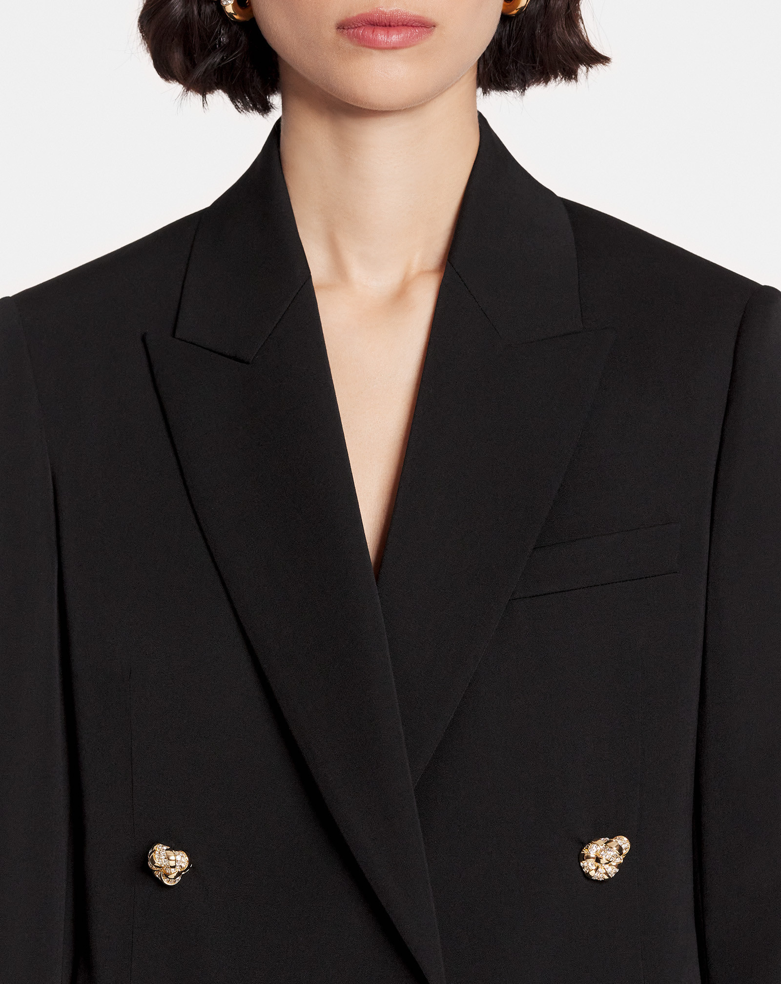 Lanvin Jewel-buttons Open-front Blazer In Black