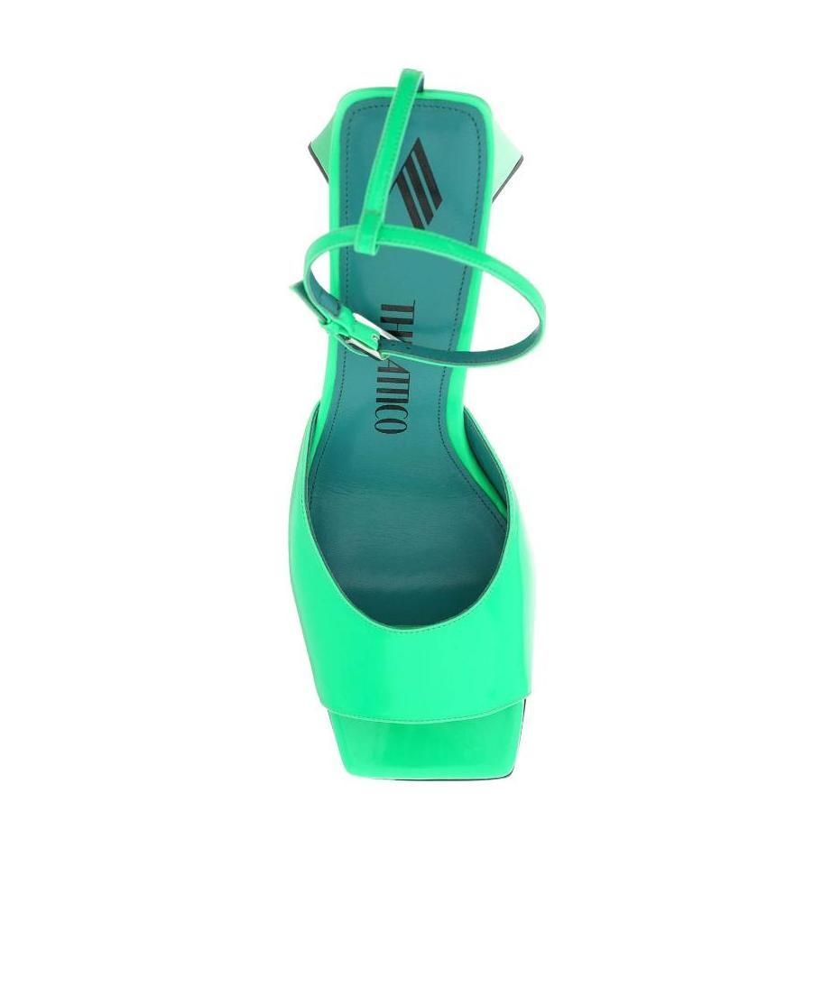 Attico Piper Mini Sandal With Pyramid Heel In Green