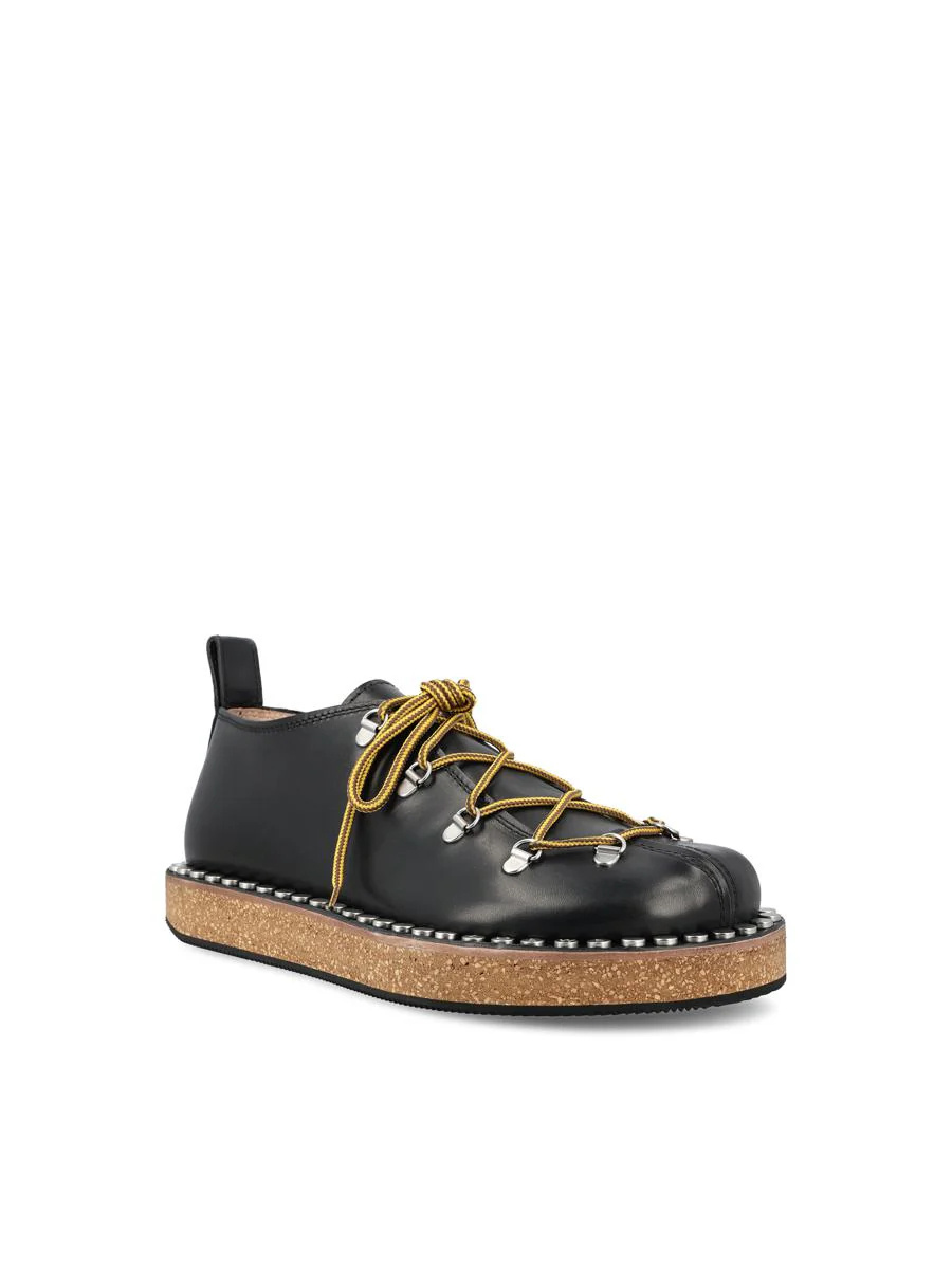Loewe Leather Rivet Hiking Boots In Black