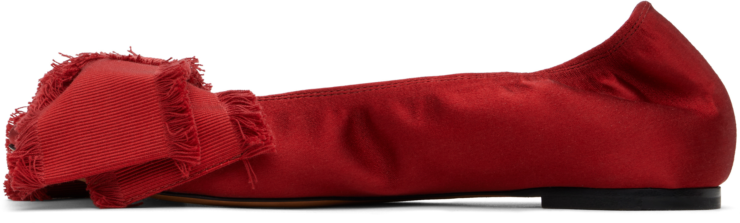 Lanvin Satin Bow Ballet Flats In Red