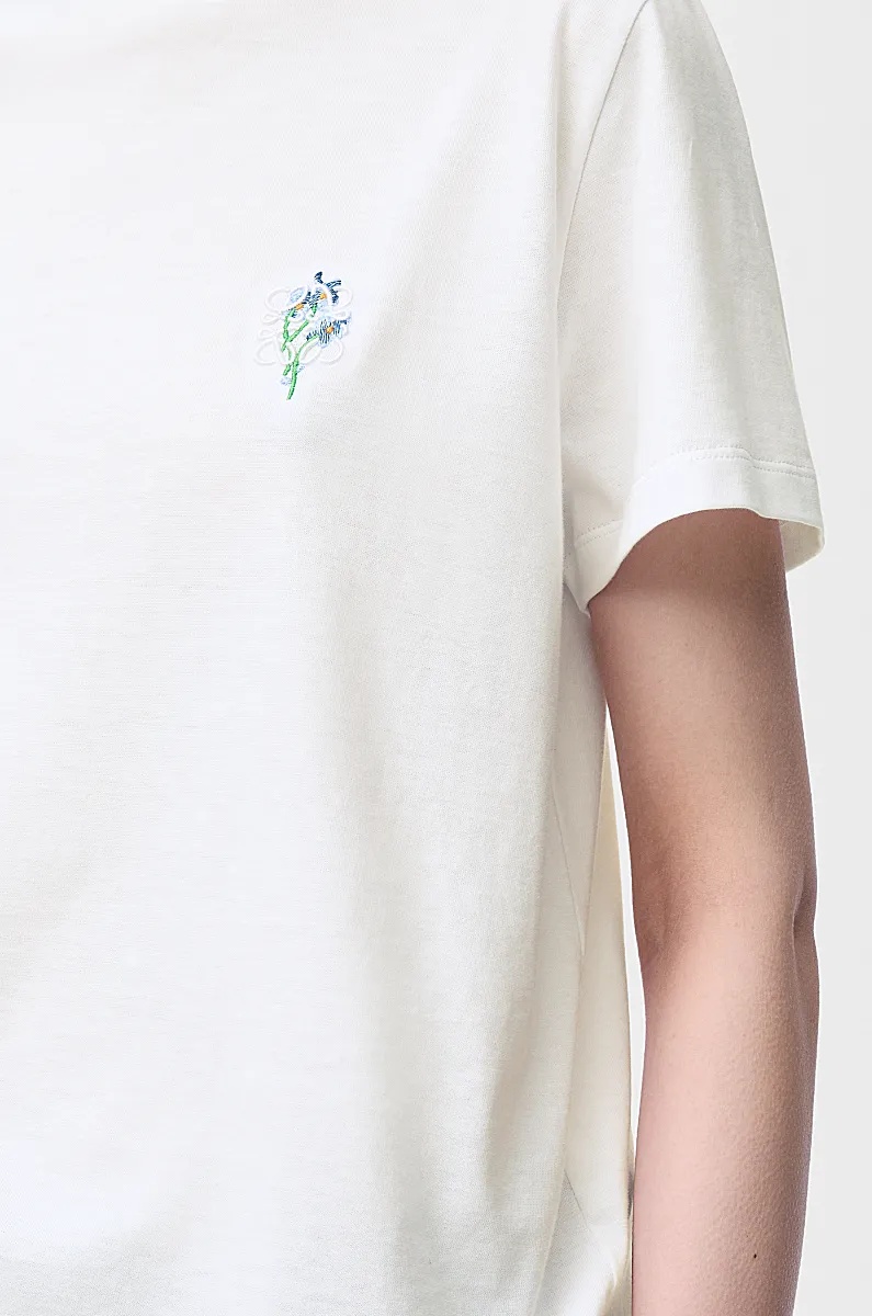 Loewe Womens White Floral Anagram-embroidery Relaxed-fit Cotton-jersey T-shirt In White