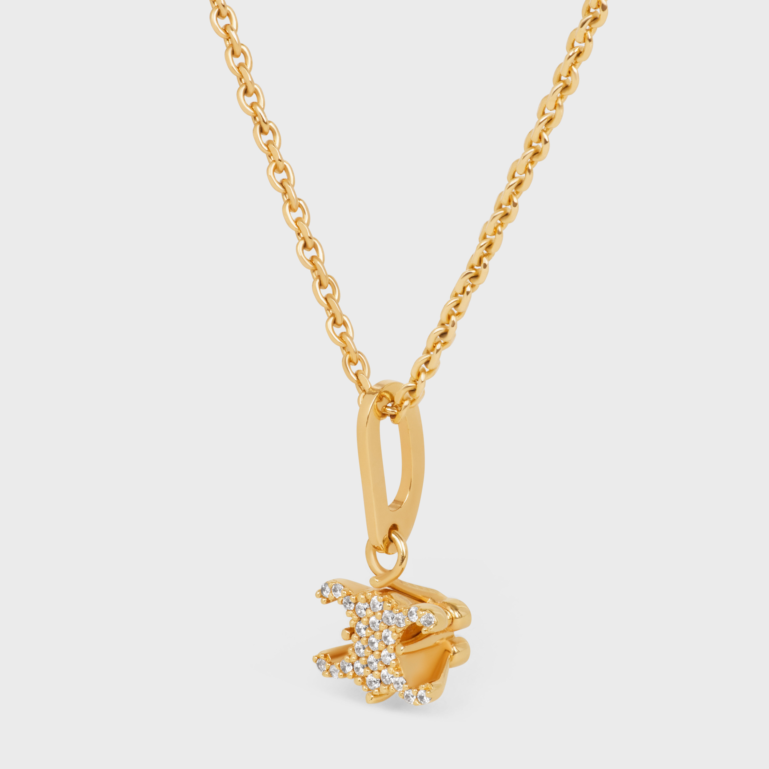 Celine Triomphe Solitaire Sparkle Necklace In Strass And Brass With Gold Finish
