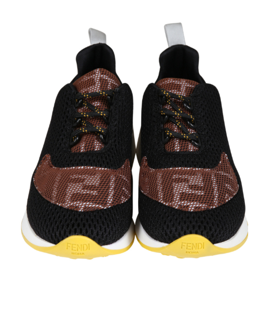Fendi Ff-logo Print Low-top Sneakers In Black