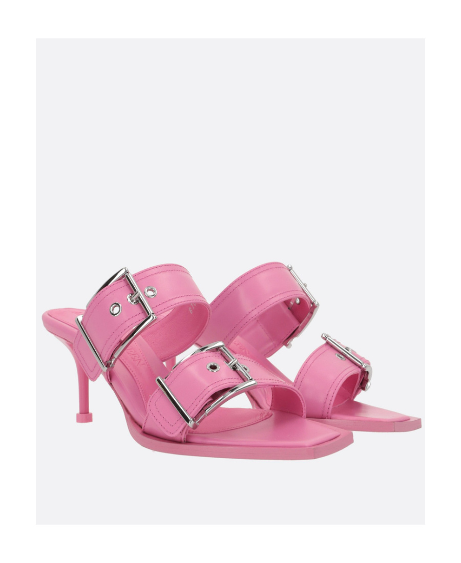Alexander Mcqueen Boxcar Calfskin Dual-buckle Sandals In Pink