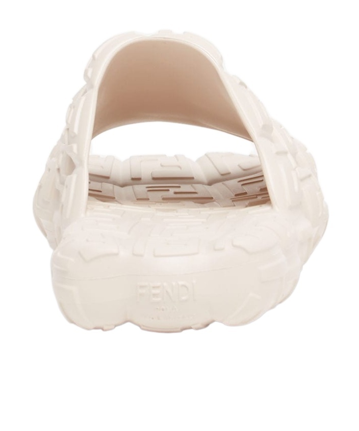 Fendi Logo Embossed Cloud Slides In White