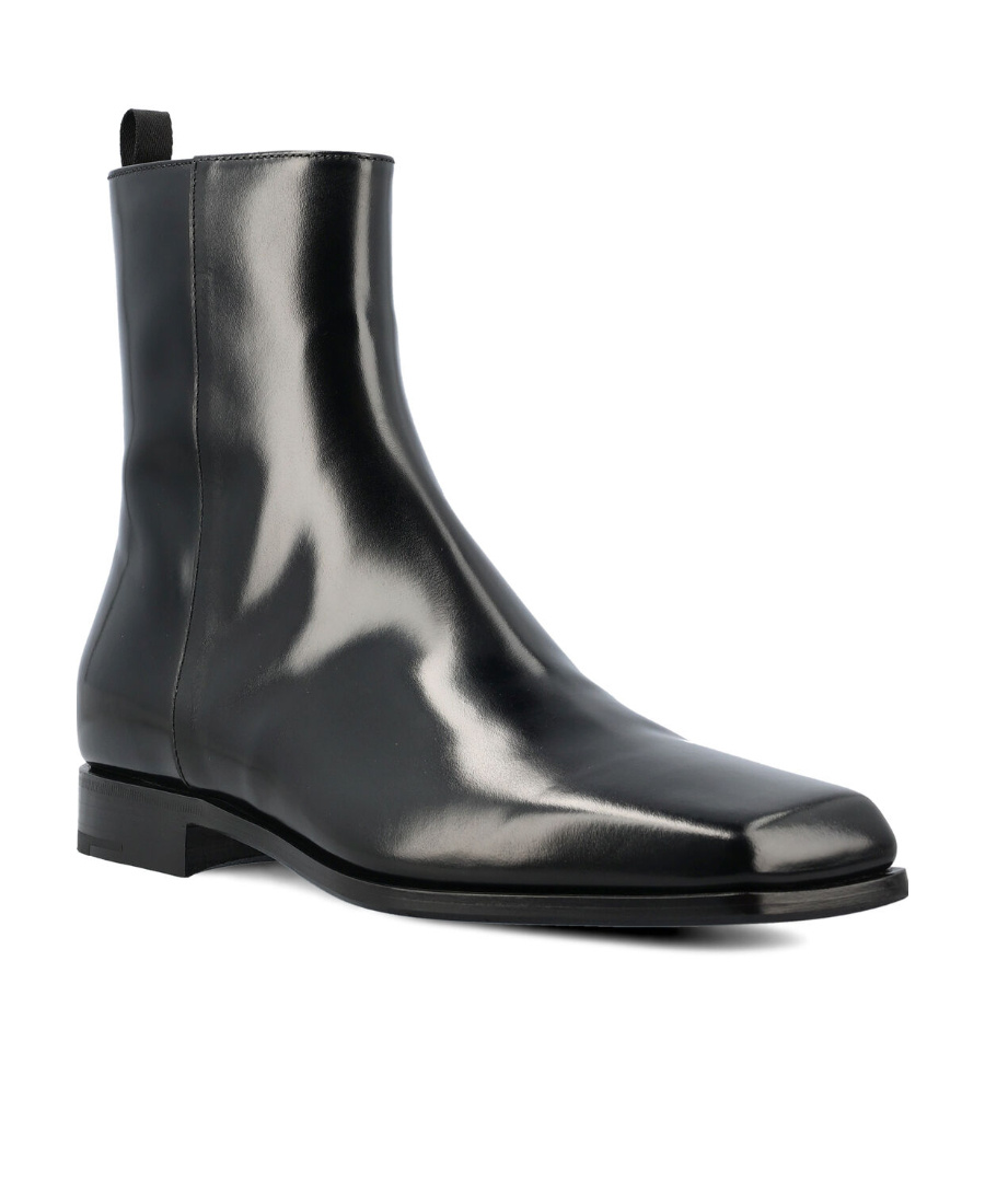 Prada Men's Jokoto Leather Zip Ankle Boots In Black